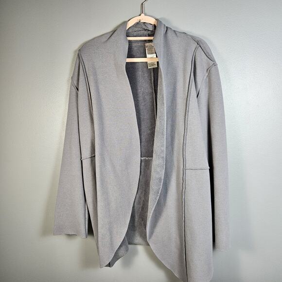 Chicos Zenergy Cardigan Gray Cozy Fleece Exposed Seams Chico’s 1 US 8/10 Medium - Picture 1 of 6
